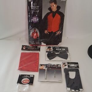 Red Vampire Costume Set with Vest and Accessories